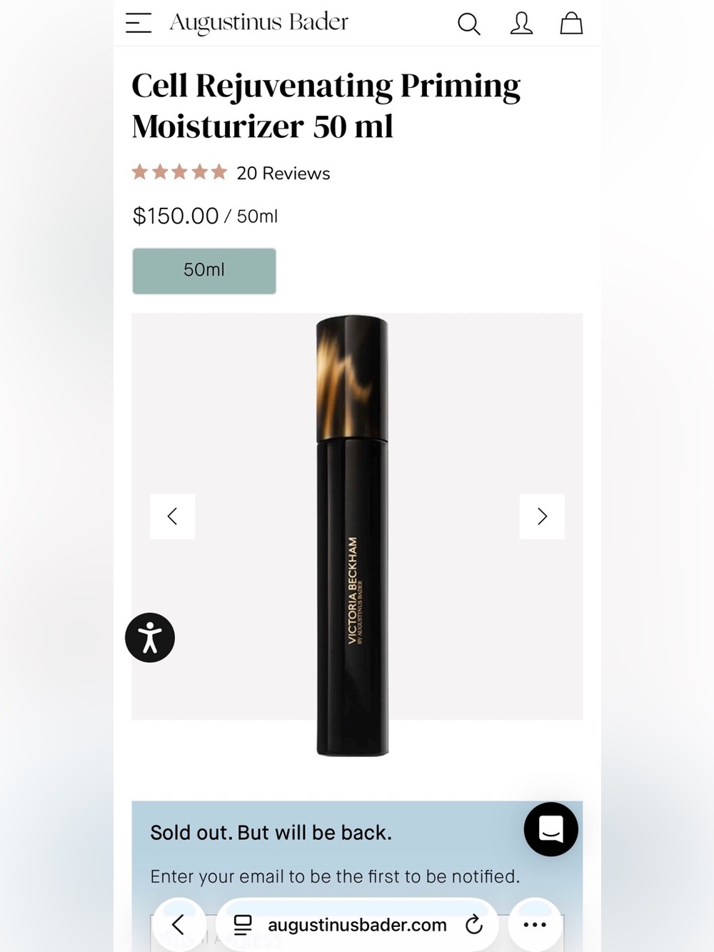 $150 Victoria Beckham by Augustinus Bader Cell Rejuvenating Priming Moisturizer